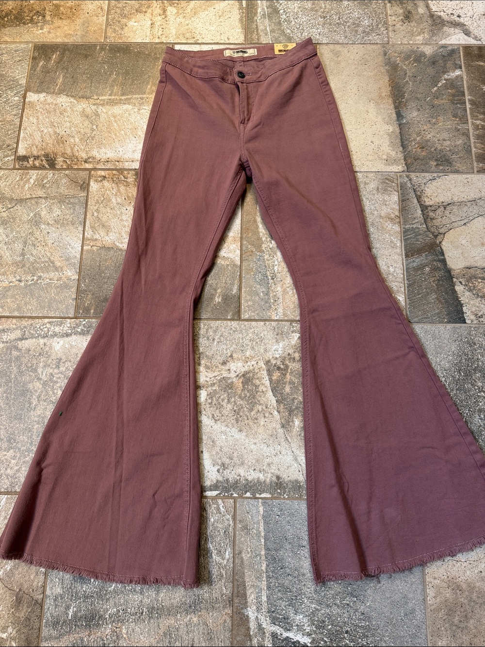 Wide Leg Flare Jeans in Dusty Plum - Women's Casual Flare